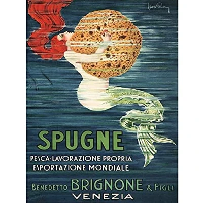 Image of Wee Blue Coo Sponge Mermaid Venice Brignone Brothers Unframed Art Print Poster Wall Decor 12X16 Inch