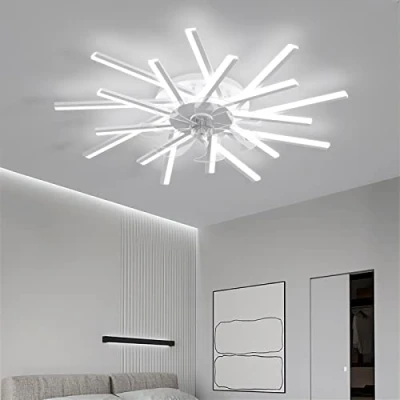 Image of Ceiling Fans with Lights and Remote APP Control Reversible DC Large Lamps Dimmable 6 Speed Fan Light for Living Room Bedroom, White, 92cm