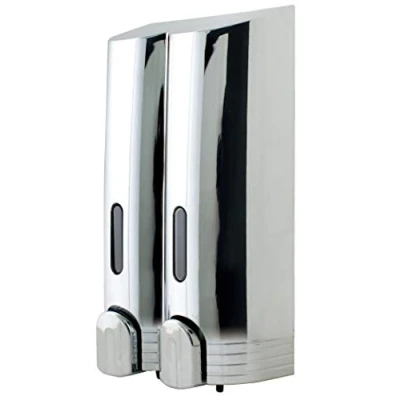 Image of Euroshowers Liquid Soap/Shower/Shampoo/Gel Dispenser (Tall Round Double, Chrome)