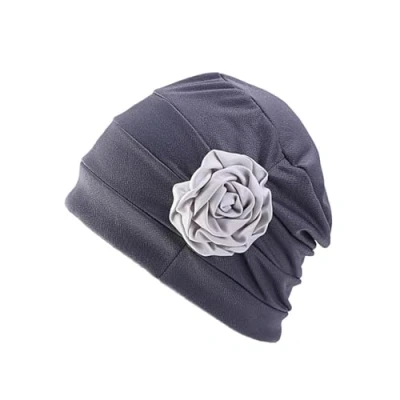 Image of Chemo Beanie Hat Headwear Women Turban with Side Flower (Grey)