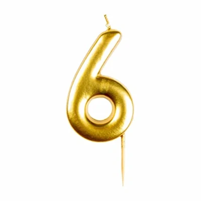 Image of amscan 9911810 Gold Numerical Candle 6