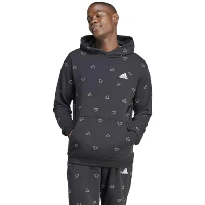 Image of adidas Men&#039;s Seasonal Essentials Monogram Graphic Hoodie, black, XL
