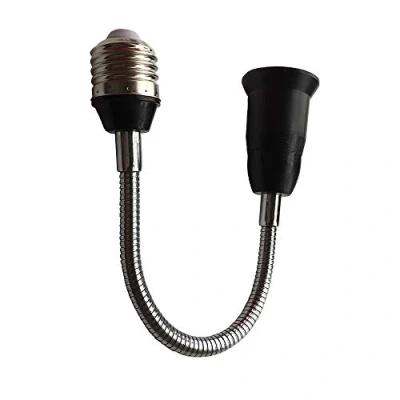 Image of DZYDZR 29cm E27 to Extender Flexible Gooseneck Extension E26 Lamp Holder Adapter for LED Light Bulb (Black)