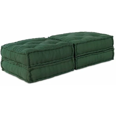 Image of vidaXL Modular Pouffes 2 pcs Green Fabric