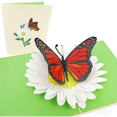 Image of PopLife Orange Monarch Butterfly 3D Pop Up Mother’s Day Card Happy Anniversary, Thank You, Valentine&#039;s Day, Birthday for Mom, Daughter, Wife, Grandma, Sister, Girlfriend