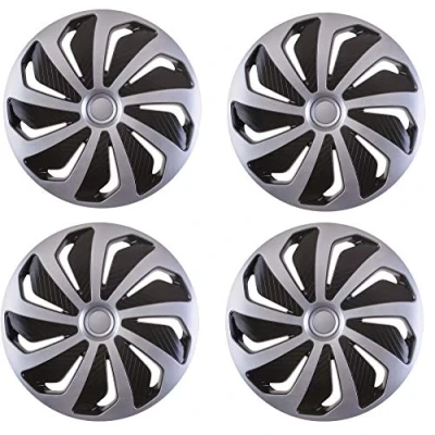 Image of UKB4C 16&quot; 4 x Alloy Look Silver &amp; Black Rush Multi Spoke Wheel Trims Hub Caps Covers Protectors