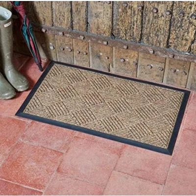 Image of Garden Mile Rubber and Coir Door Mat, Indoor &amp; Outdoor Non Slippery Heavy Duty Stylish Large Weather Resistant Perfect Dust Grabbing Doormats (Chestnut Mat)