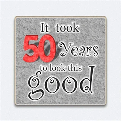 Image of HmHome Fridge Magnet Wooden 50th Birthday Gift 50 Token Present