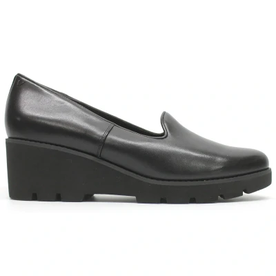 Image of Vionic Women&#039;s Willa Wedge Shoes with Orthotic Insole Arch Support Black Leather UK 6.5 Medium Fit