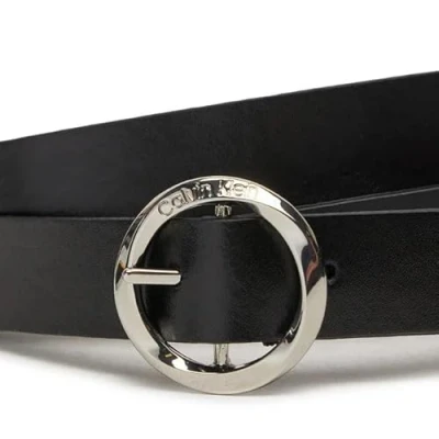 Image of Calvin Klein Faceted Round Buckle BELT Belt, Women&#039;s, Size: 42, Black