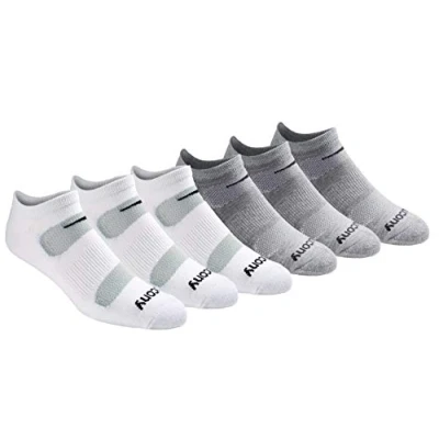 Image of saucony Men&#039;s Multi Pack Mesh Ventilating Comfort Fit Performance No Show Socks, Grey Fashion (6 Pairs), Shoe Size: 6 9