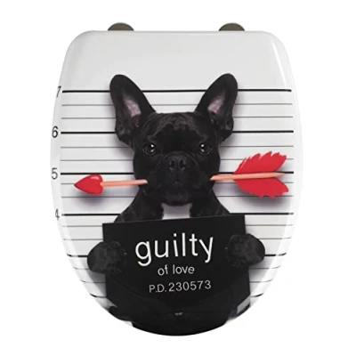 Image of Popgear Guilty Dog Toilet Seat, Duroplast, Multi Colour, 38 x 45 10 cm