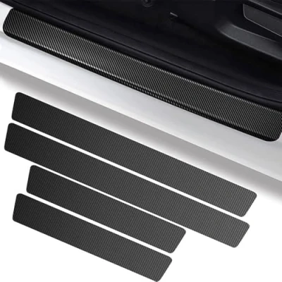 Image of YYBCDSA 4PCS Car Sill Protector,for VW Golf T Cross ROC Taigo Self Adhesive Carbon Fiber Auto Kick Plates Scuff Guard,Car Door Steps Protector,Kick Plates,4pcs