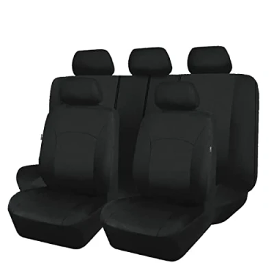 Image of Flying Banner Car Seat Covers Full Set Airbag Compatible Rear Bench Split Universal for Most Truck Vans SUVs (Black)