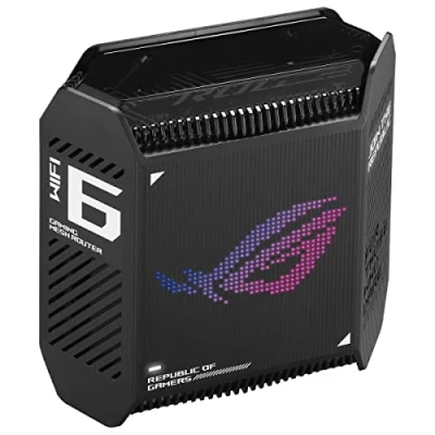 Image of ASUS ROG Rapture GT6 Tri Band WiFi 6 Mesh System for home &amp; gaming, smart antenna, covers up to 5,800sq ft, triple level game acceleration, free internet security, 2.5 G Ethernet port, Black