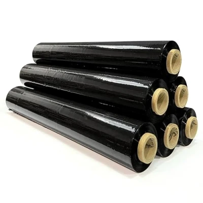 Image of JeeJaan® 6 Rolls Black Pallet Wrap 500mm x 250m 23mu 1.80 kg Standard Core Tear Resistant Shrink &amp; Stretch Water Moisture Proof Industrial Cling Film Multi Use Furniture