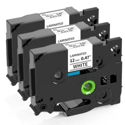 Image of Doruimi Compatible with Brother P Touch TZe 231 TZe231 TZ 12mm 0.47 Laminated Black on White Label Tape, PT H110 P300BT H101C H100R GL H105 D400, 3X
