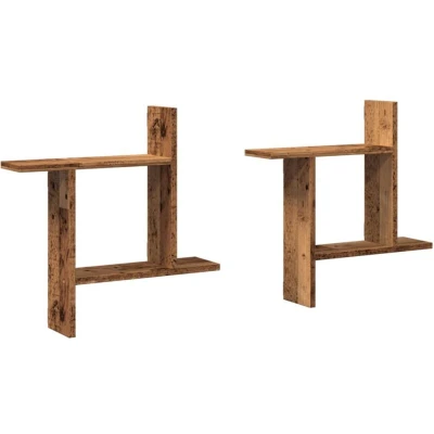 Image of vidaXL Wall Shelves 2 pcs Old Wood 50x12x50 cm Engineered