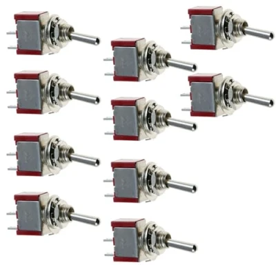 Image of Mintice 10 X ON/OFF Miniature Toggle Switch Car Dash Dashboard Mini SPST 2Pin 6A 125V 3A 250V