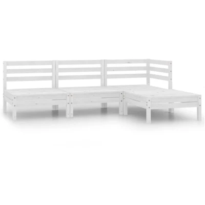 Image of vidaXL 4 Piece Garden Lounge Set Solid Pinewood White