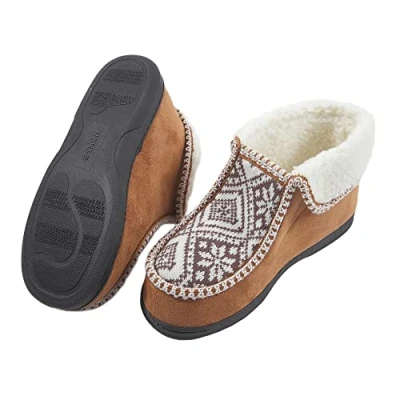 Image of Easylife Nordic Ankle Slippers (Brown) Comfy Thermal Slipper Boot with Fleece Lining, Size X Large Fully Guaranteed Brown