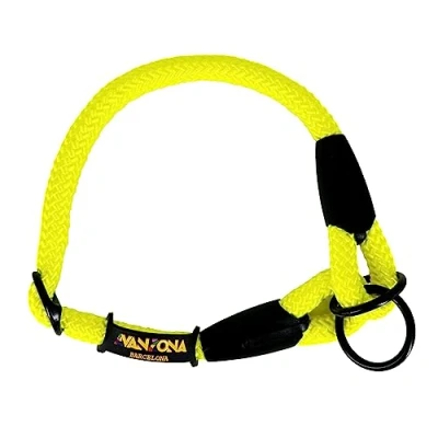 Image of Martingale Dog Collars, Choke Collar for Small Medium Large Dogs. Half Collar. Effective No Pull. Adjustable Nylon Round. Made in Spain. Yellow