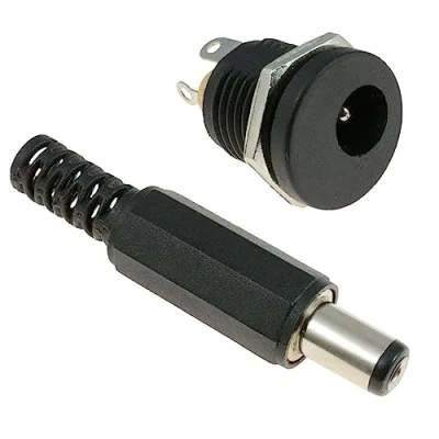 Image of Switch Electronics 2.5mm x 5.5mm Male Plug + Female Socket Panel Mount Jack DC Connector