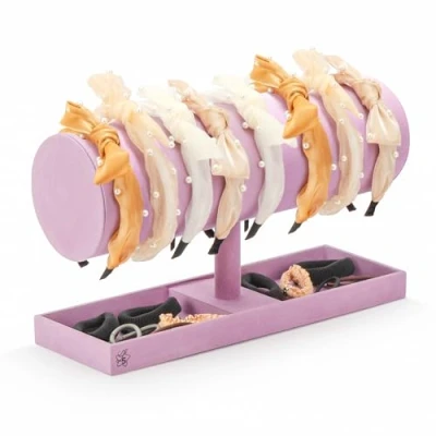 Image of LS Lulu &amp; Summer Headband Holder Organizer Storage Stand Display Rack for Headbands, Hairband, Disney Ear, Tiara and Hair Accessories in Women Girls Room (Purple)