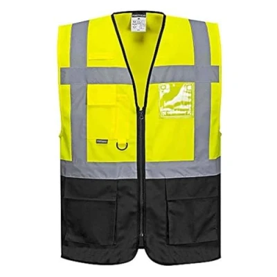 Image of Portwest Warsaw Executive Vest, Size: XL, Colour: Yellow/Black, C476YBRXL