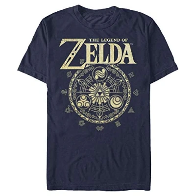 Image of Nintendo Men&#039;s Legend of Zelda Symbolic Circle T Shirt, Navy Blue, XXL