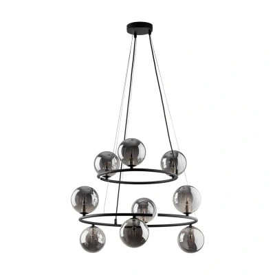 Image of Anabelle Globe Pendant Ceiling Light Black, Graphite Glass 9xG9