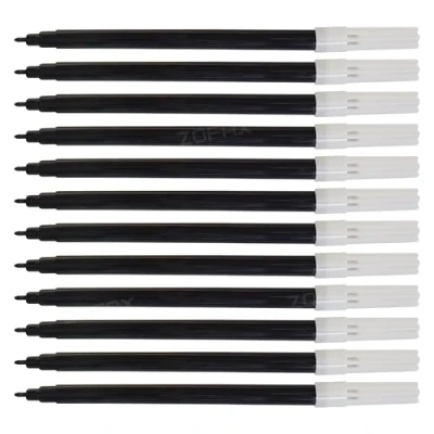 Image of iSketchO Felt Tip Colouring Pens, BLACK, Pack of 12, Fibre Ideal for Write Draw Sketch Mark Safe Non Toxic, School Office Home Use, iZOFAX