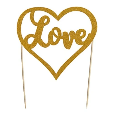 Image of Mason Cash Love Gold Glitter Cake Topper