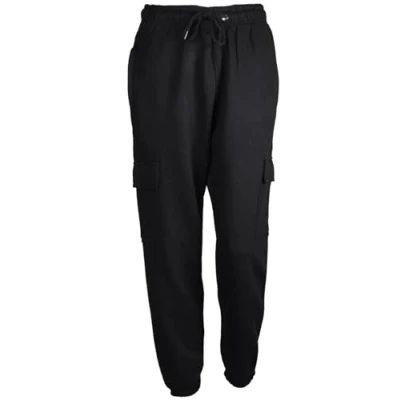 Image of True Face Ladies Trousers Fleece Womens Joggers Cargo Combat Bottoms Casual Elasticated Women Sweatpants with Pockets Black L