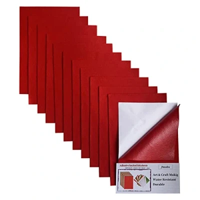 Image of Jtnohx Self Adhesive Felt Sheets, 12 Pieces Sticky Drawer Liner, 20x30cm Sheets with Adhesive, for Crafts (Red)