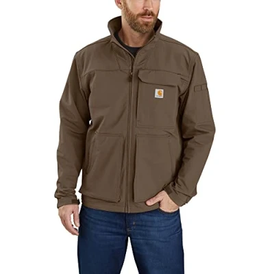 Image of Carhartt Men&#039;s Super Dux Relaxed Fit Lightweight Mock Neck Jacket Work Utility Outerwear, Coffee, XL