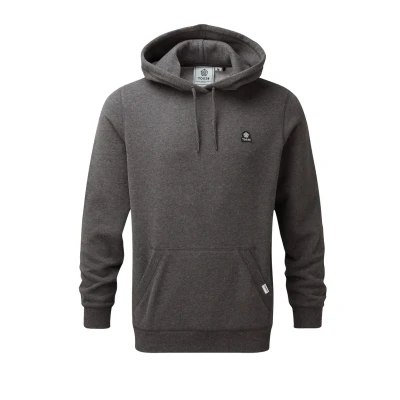 Image of TOG24 Akerman Mens Supersoft Cotton Rich Hoody with Cosy Kangaroo Pocket and Chunky Drawcord Hood Dark Grey Marl