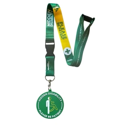 Image of Hidden Disability Lanyard &amp; 3D Visual Awareness Disc Tag, Please Be Patient with Me (2)