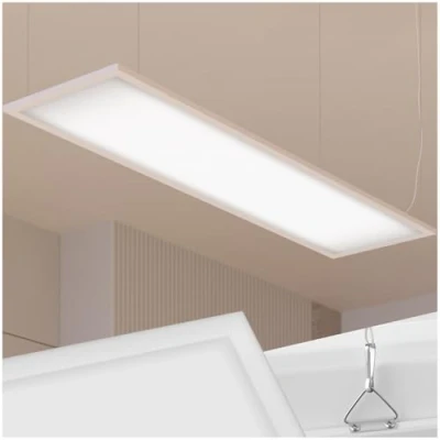 Image of TecTake® LED Panel Light in Slim Design with Floating Backlight Effect, 36W Glare Free Ceiling Steel &amp; Aluminium, Wall Mountable for Home Office 119.5 x 29.5 cm