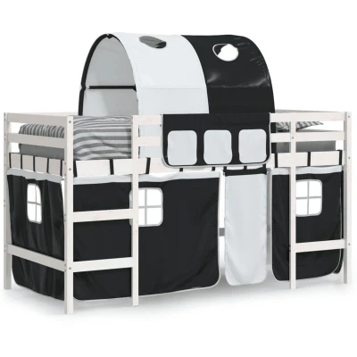 Image of vidaXL Kids&#039; Loft Bed with Tunnel without Mattress White&amp;Black 90x200cm
