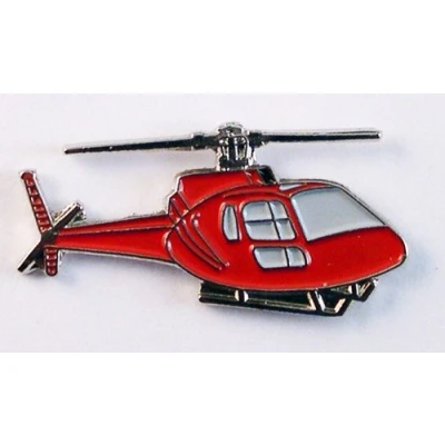 Image of Metal Enamel Pin Badge Fly Helicopter Red