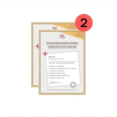Image of walther Design Picture Frame Gold 21 x 29,7 cm (DIN A4) with Art Glass Double Pack, New Lifestyle Plastic KVX130GD