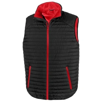 Image of Result R239X Mens Genuine Recycled Thermoquilt Gilet Black/Red 2XL