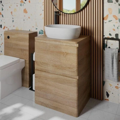 Image of Regis Forma Wood Freestanding Countertop Vanity Unit with St Tropez White Basin 600mm