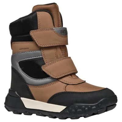 Image of Geox Trekkyup BOY ABX Winter boots for kids, Size: 13K, Tobacco/dark silver Imitation leather/ textile