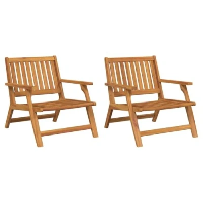 Image of vidaXL outdoor acacia wood dining table set includes rectangular and 2 chairs brown finish moisture resistant suitable for patio/balcony