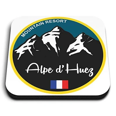 Image of 1 x Square MDF Fridge Magnet Alpe d&#039;Huez Ski Snowboard Resort 5333