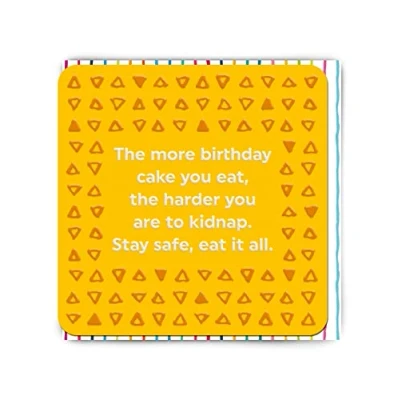 Image of Brainbox Candy Funny Embossed Birthday Card &#039;Stay Safe Eat Cake&#039; Hilarious Relatable Humour Cheeky Everyday For Him Her Friends