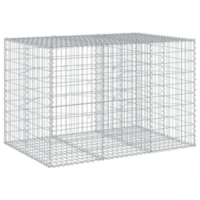 Image of vidaXL Galvanised Iron Gabion Basket with Cover 150x100x100 cm Rust Resistant Outdoor Metal Cage, Retaining Wall, Decorative Structure