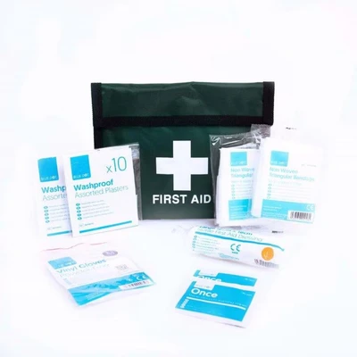 Image of Blue Dot One Person Travel Kit in Green Velcro Pouch